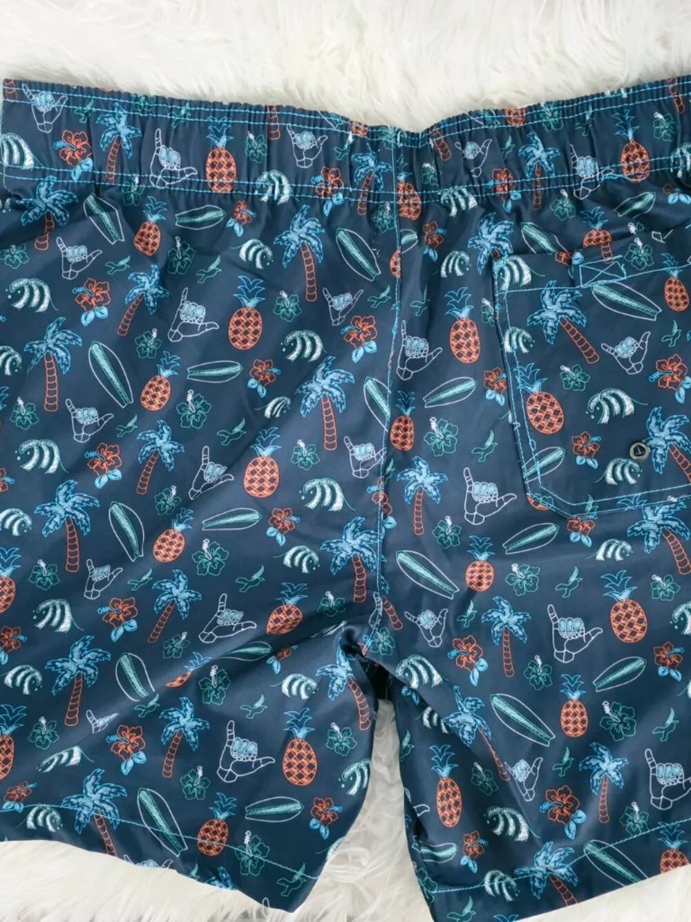 NWT Beach Bros Men's Swim Trunks Tropical Chalk Stone Blue w/Pockets